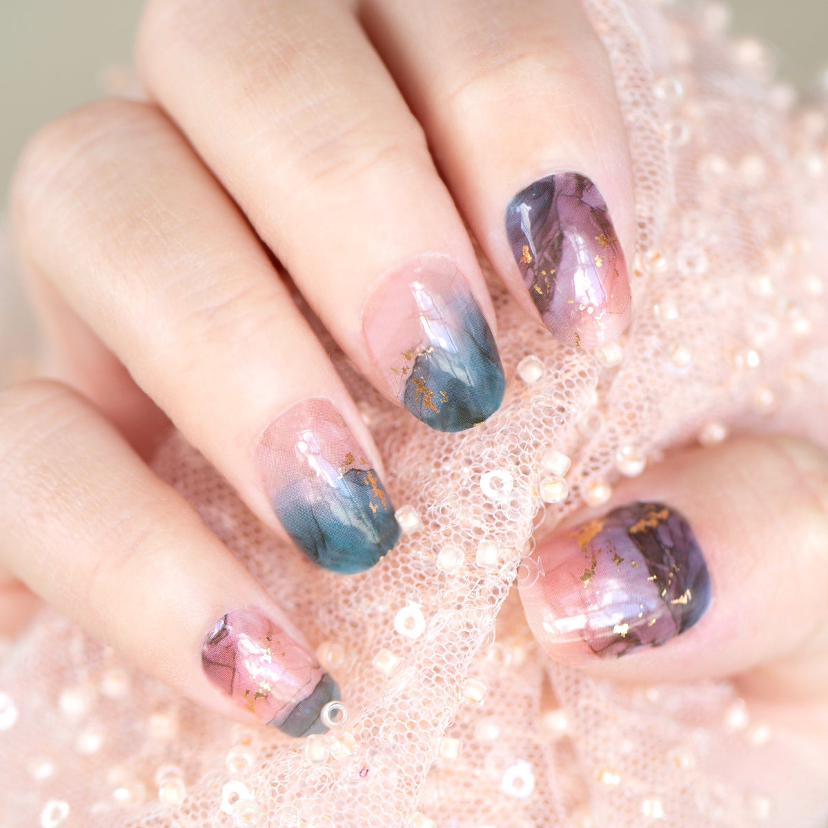 Purple Marble Nails, Effortless & Mess-Free