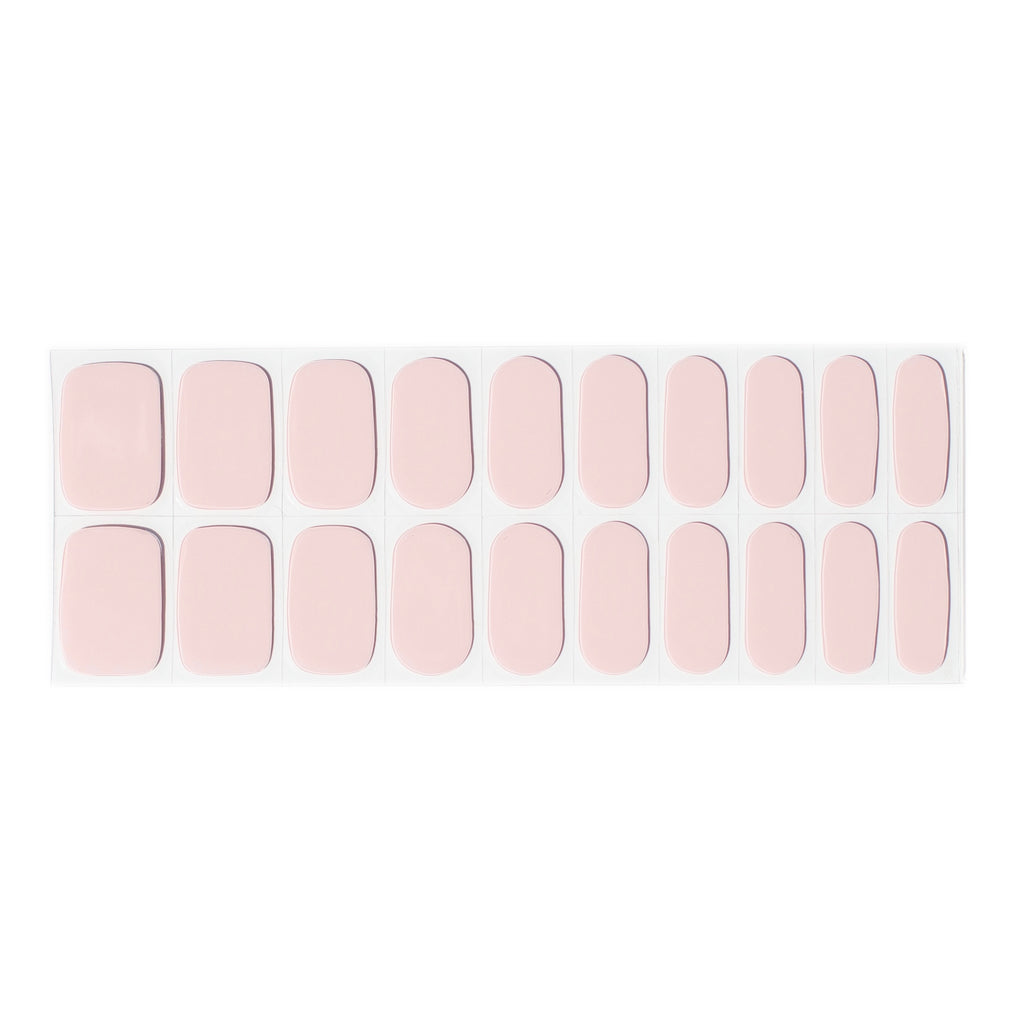 Exquisitely Pink gel nail strips feature a delicate light pink shade, shown against a white background