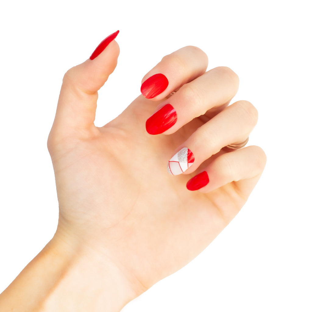 Red nails with glitter design | Nail Wraps - NailsMailed