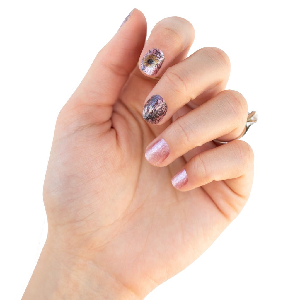 Boho Blooms nail wraps - sunflower nails by NailsMailed