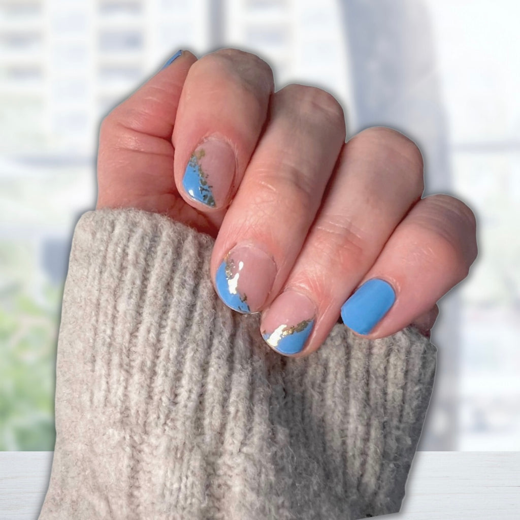 Holographic Blue Frenchie | Gel Nail Strips - NailsMailed