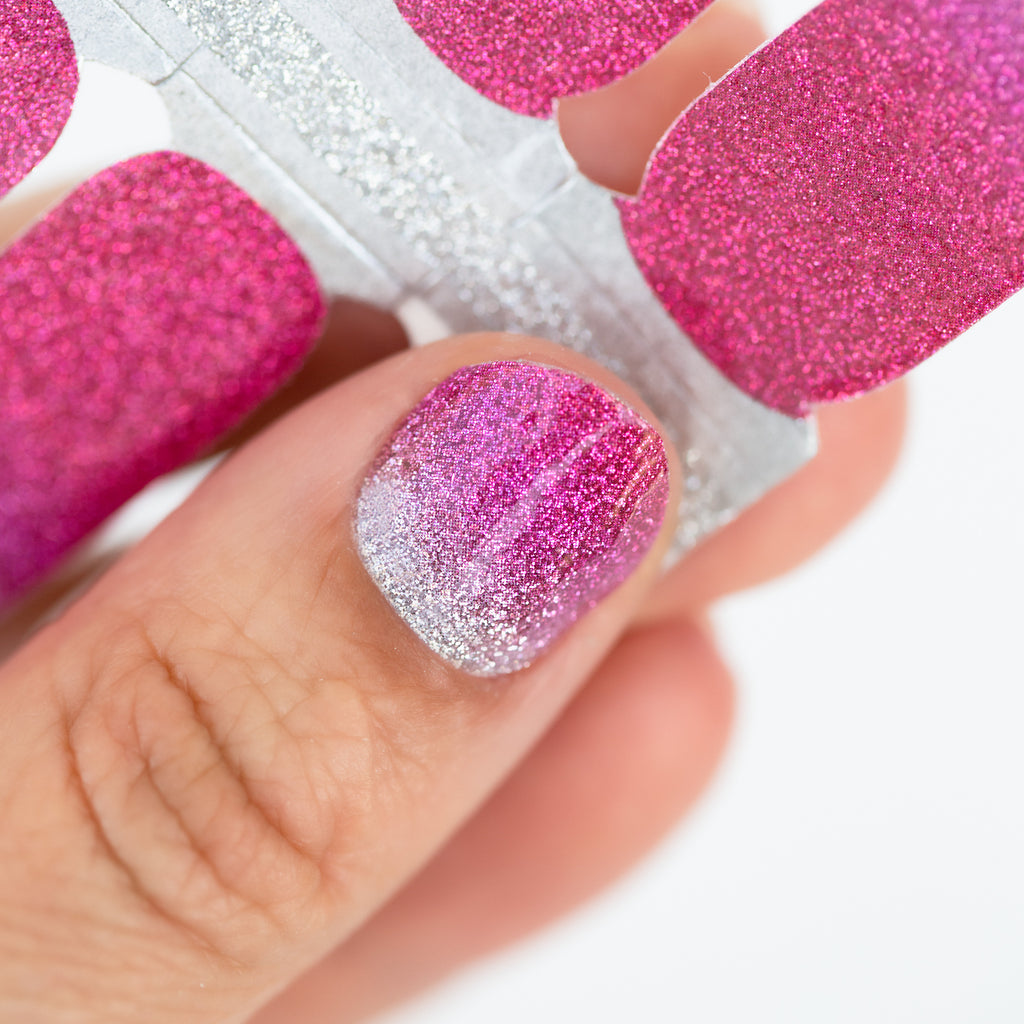 Glitzy Pink glitter ombre nails - NailsMailed