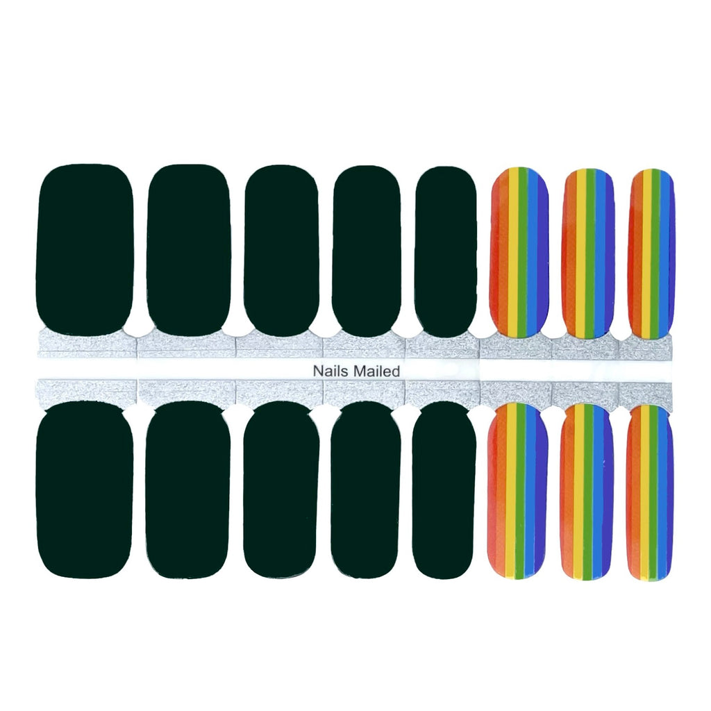 Green & Rainbow nail wraps - NailsMailed