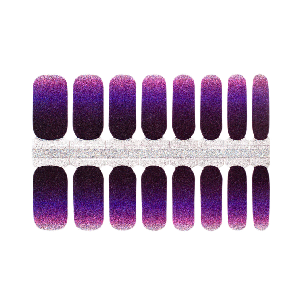 This set of purple glitter ombre nails is moody | Nail wraps by Nails Mailed
