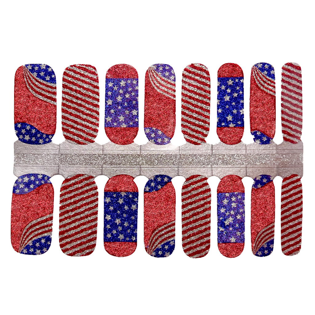 Stars & Stripes 4th of July Nails - Nail Wraps by NailsMailed