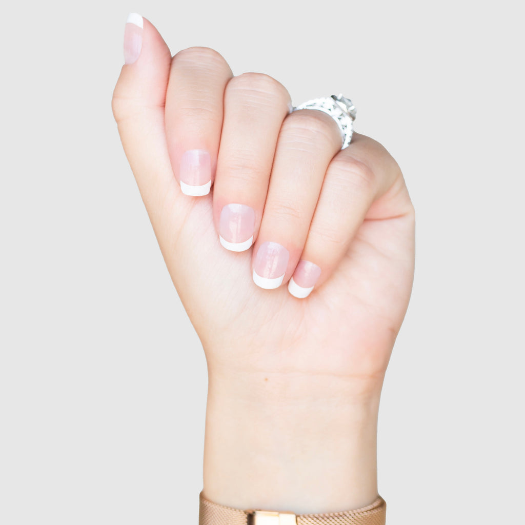 French tip nails using nail wraps by Nails Mailed