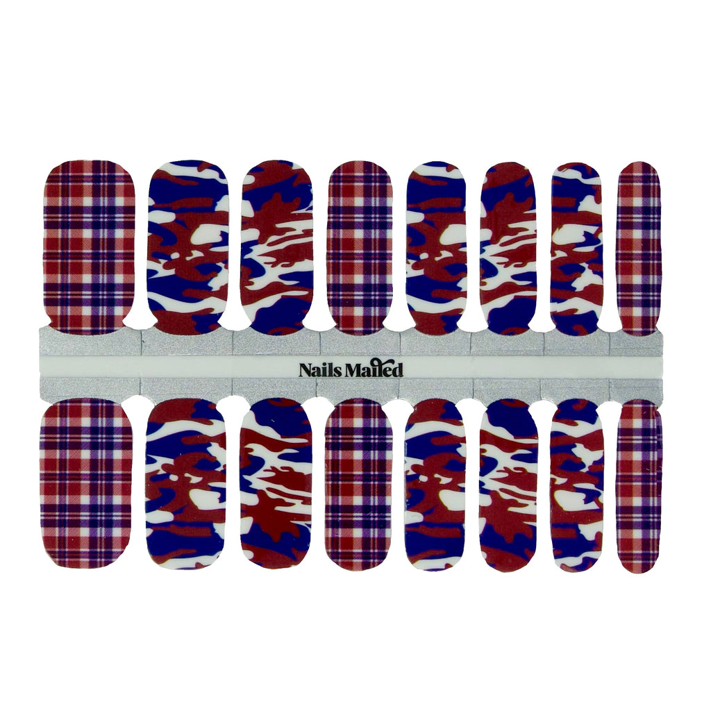 red Plaid Camo Nail Wraps - 4th of July nails by NailsMailed