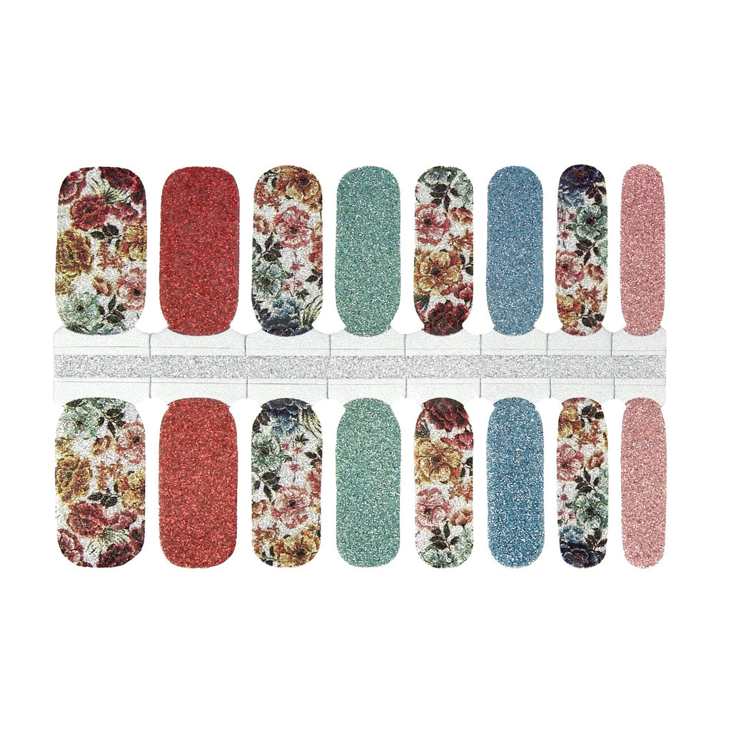 Garden Glitter nail wraps - rose sparkle nails by NailsMailed